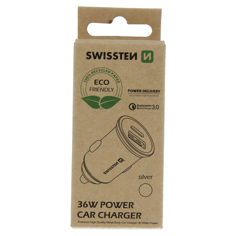 Adaptér do auta CL Swissten POWER DELIVERY Usb-C + Quick change 3.0 36w 