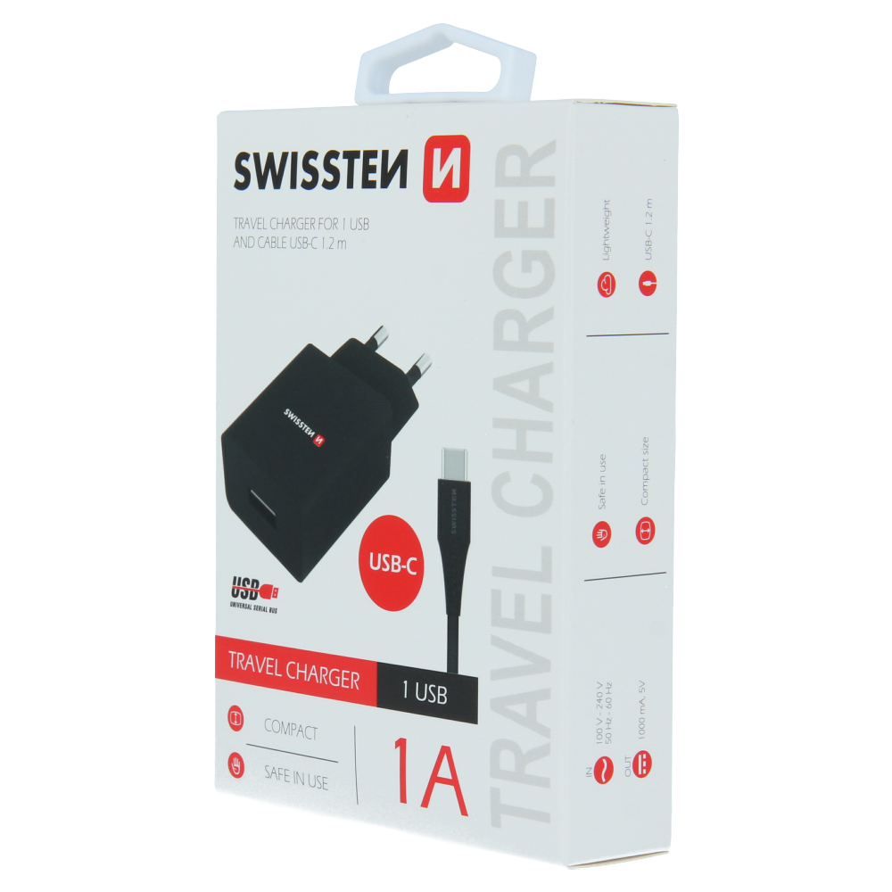 Swissten SMART IC 1x USB 1A POWER nabíjačka