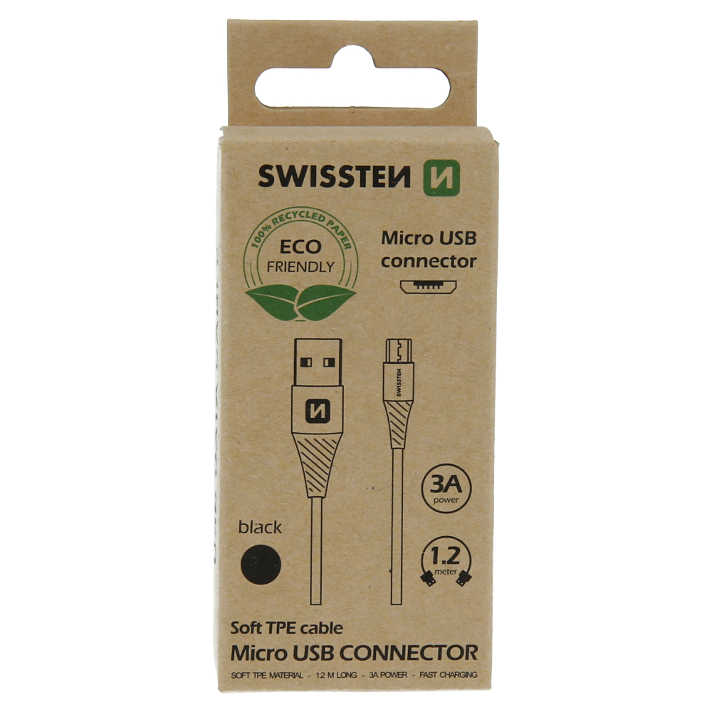 Dátový kábel SWISSTEN USB/MICRO USB - 1,2m ekologické balenie 