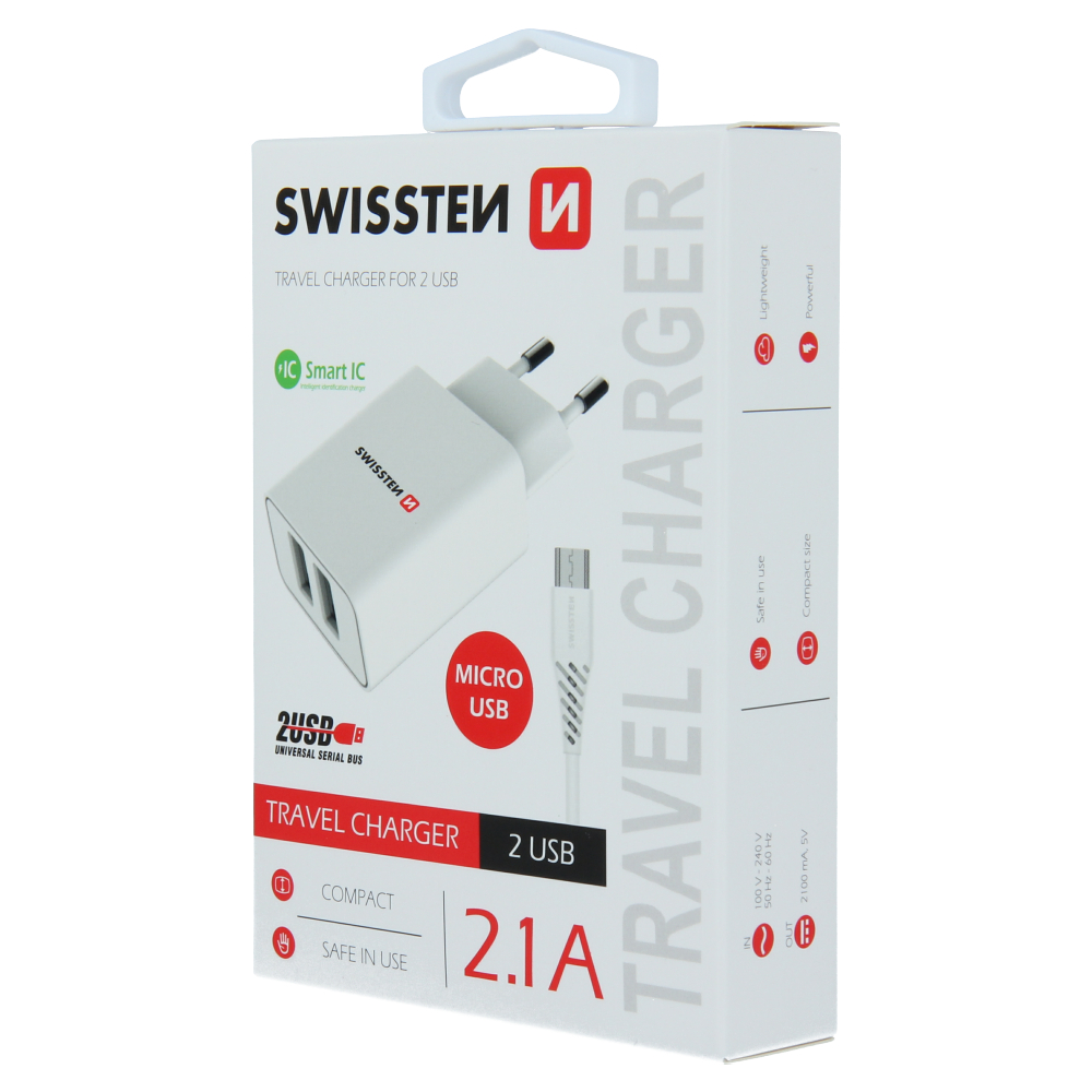Nabíjačka SWISSTEN 2,1A s Micro USB káblom