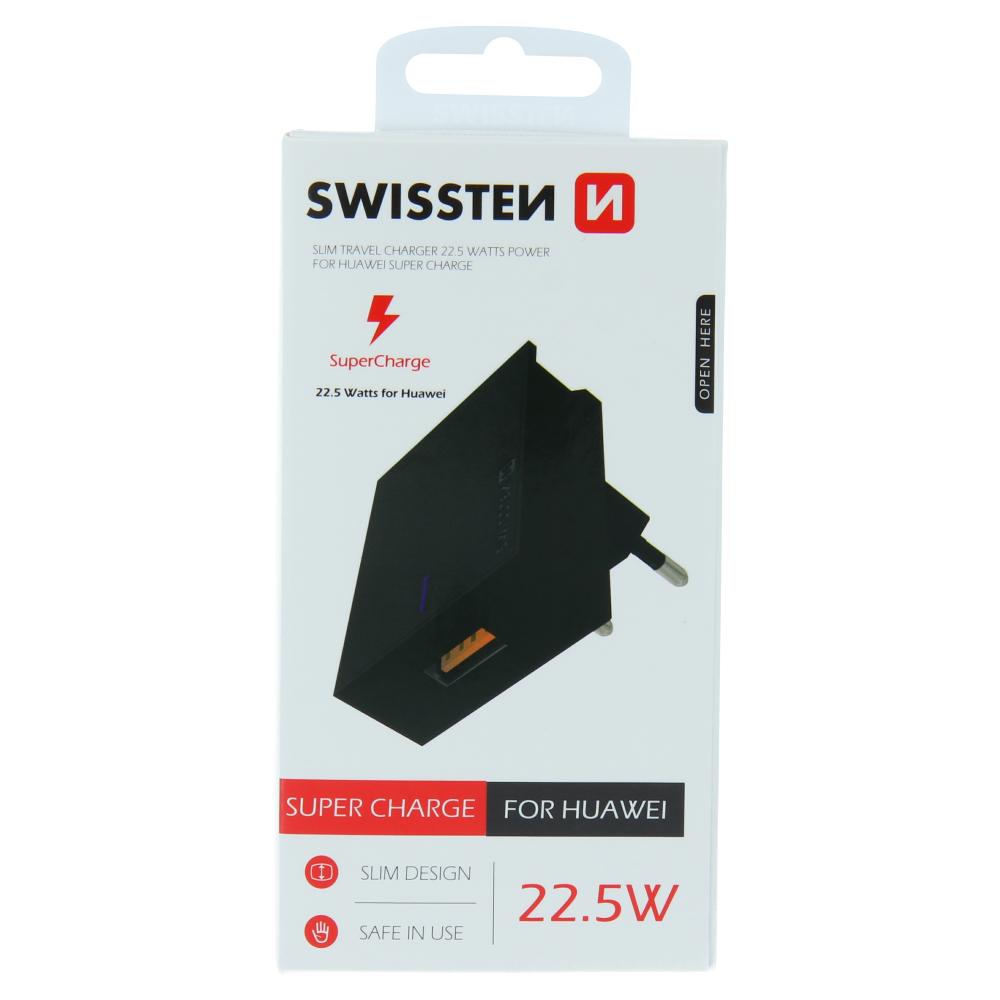Sieťový adaptér Swissten na Huawei SUPER CHARGE 22,5W - čierny