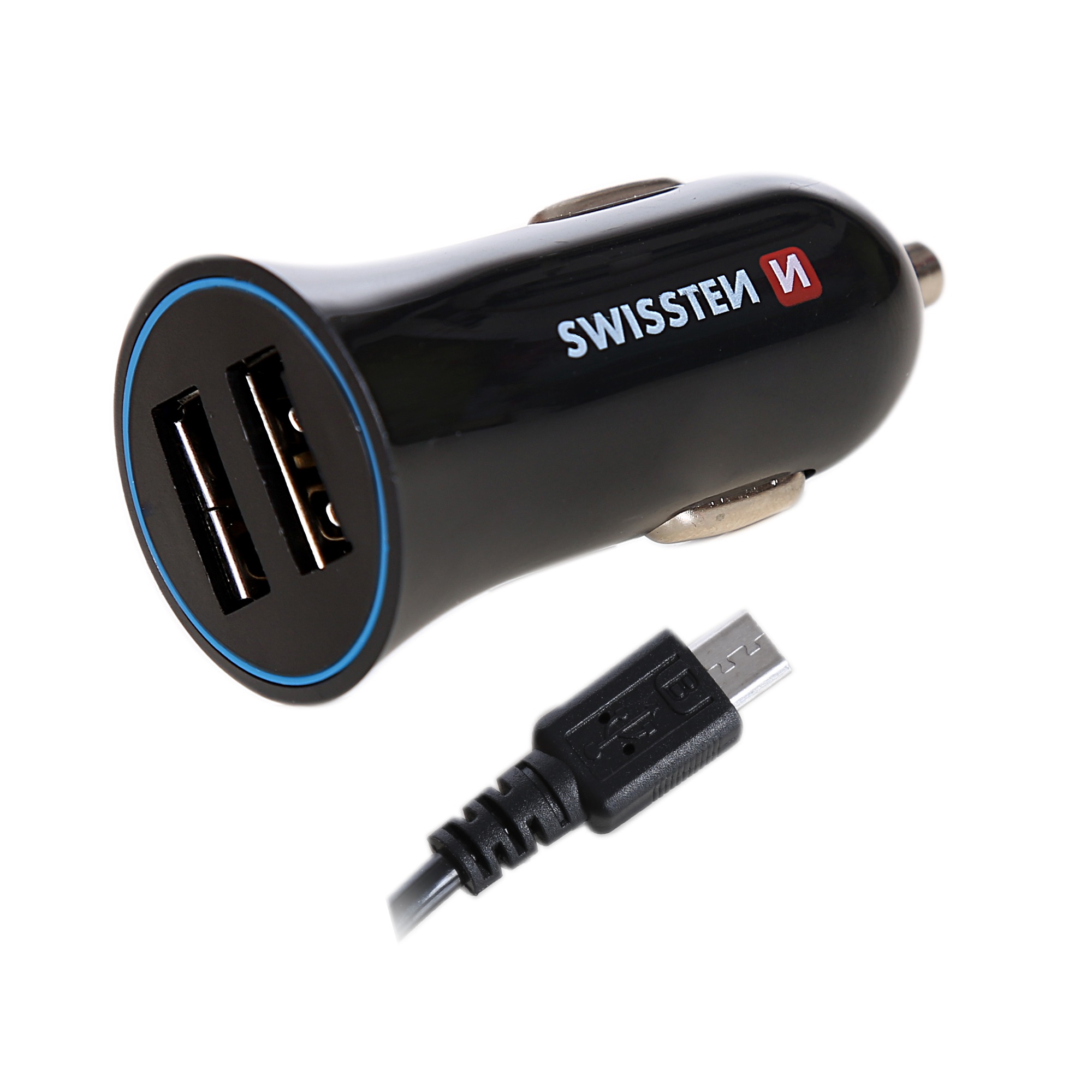 Adaptér do auta Swissten 2,4A Power 2x Usb + Kábel Micro Usb