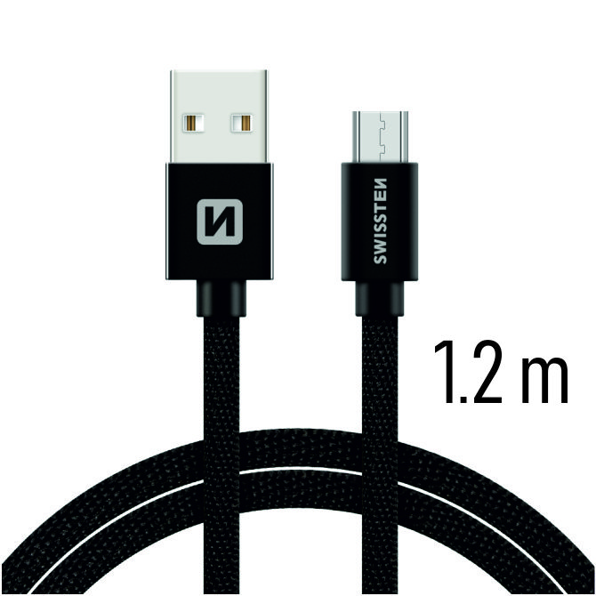 Textilný dátový kábel 1,2m - USB / USB-C