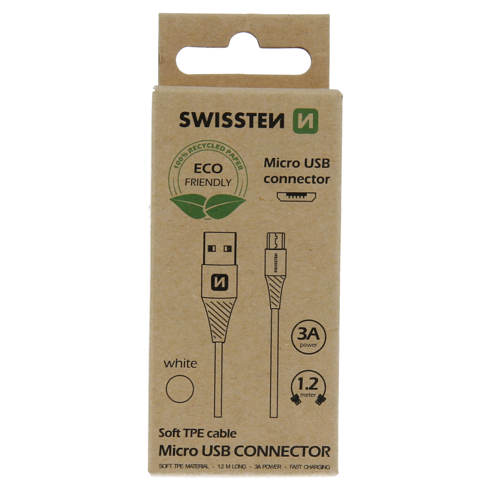 Dátový kábel TPU SWISSTEN USB / MICRO USB s dĺžkou 1,2 metra