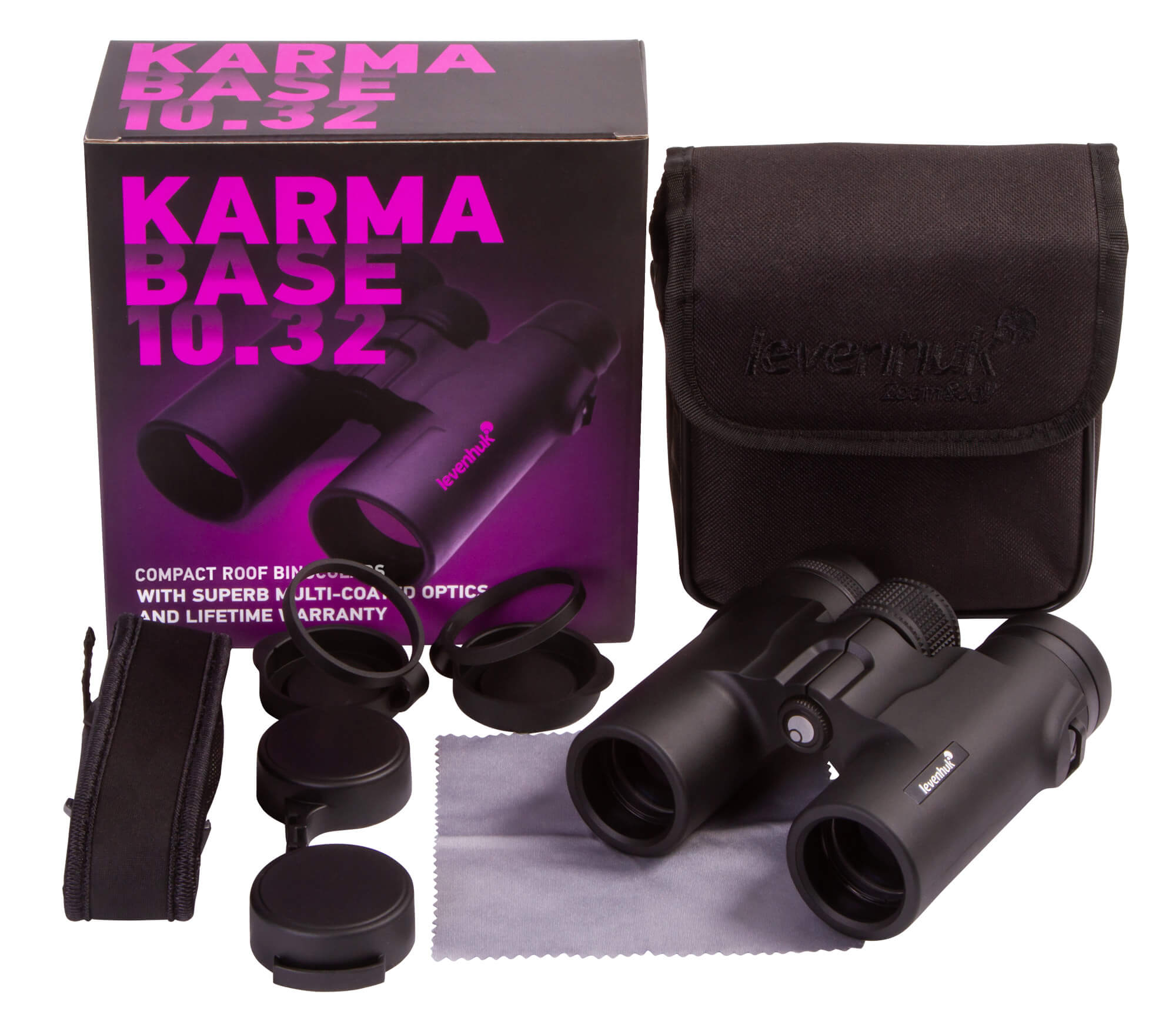 Obsah balenia - Binokulárny ďalekohľad Levenhuk Karma BASE 10x32