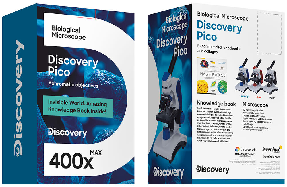 Mikroskop so vzdelávacou publikáciou Discovery Pico Terra