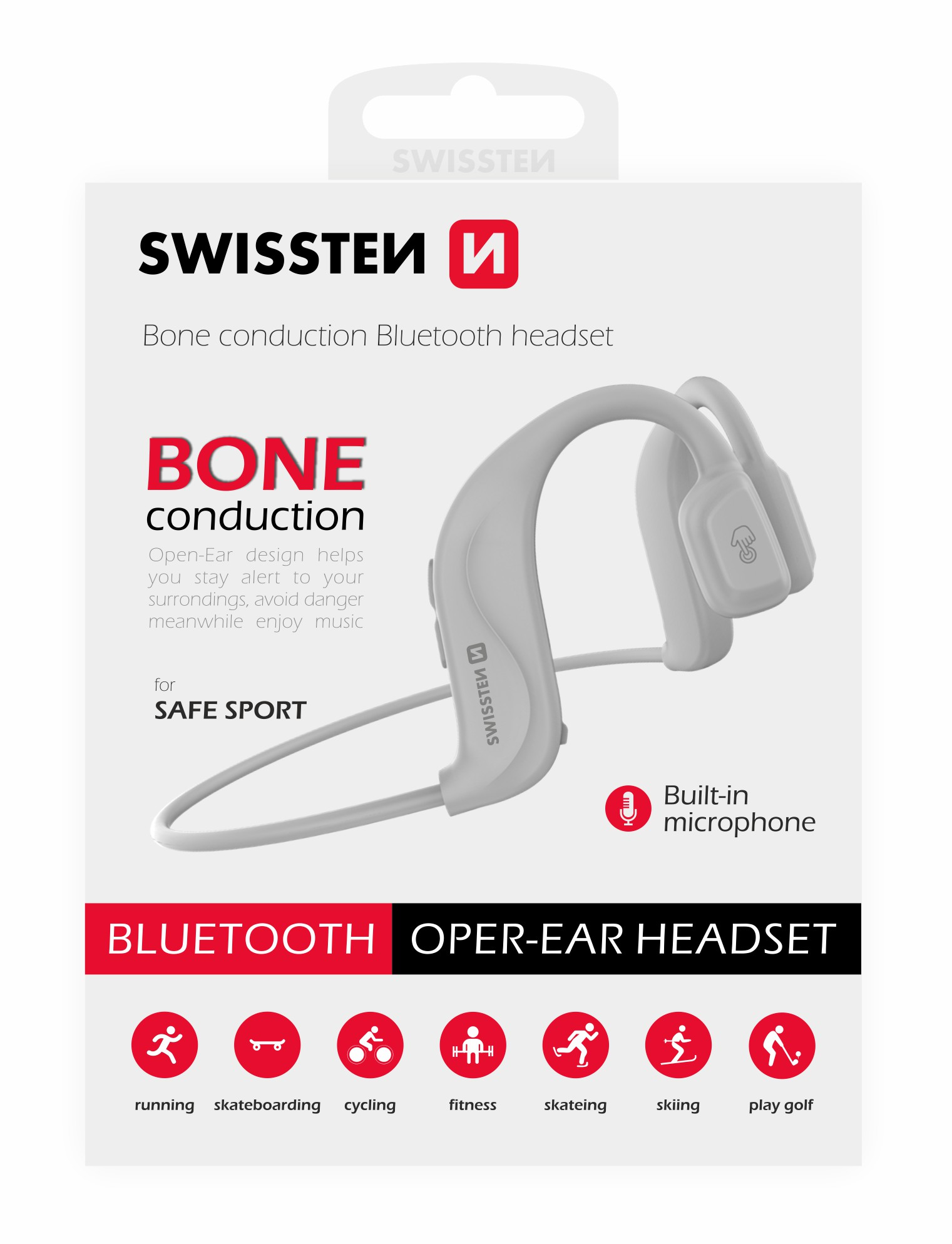 Bluetooth slúchadlá Swissten BONE CONDUCTION - biele